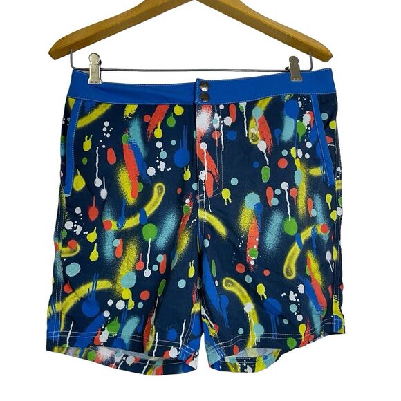 Aussiebum Boardshorts Blue Multicolor Colorful Splatter Beach Swim Mens Medium